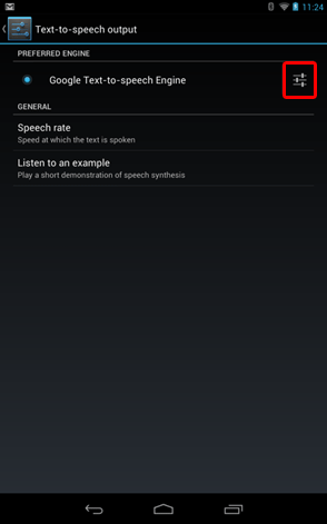 Nexus 7 Text to Speech Settings